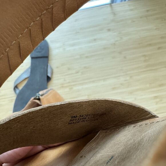 Frye Riviana Feather Wedge Leather Ankle Strap Sandals Camel Tan 9 M EUC - Picture 9 of 9